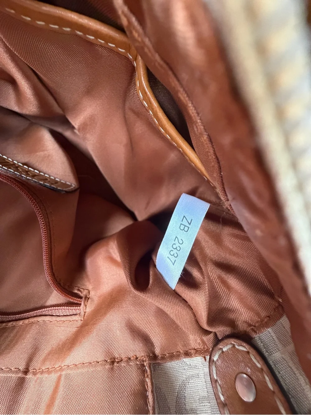 Fossil Key Patchwork Multicolor Satchel Handbag with Tan Leather Trim
